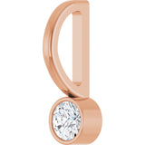 14K Gold Round Natural Diamond Bezel-Set Solitaire Pendant - Rose Gold - view 5