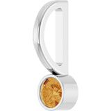 14K Gold Round Natural Citrine Bezel-Set Solitaire Pendant - White Gold - view 5