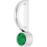 14K Gold Round Natural Emerald Bezel-Set Solitaire Pendant - White Gold - view 5