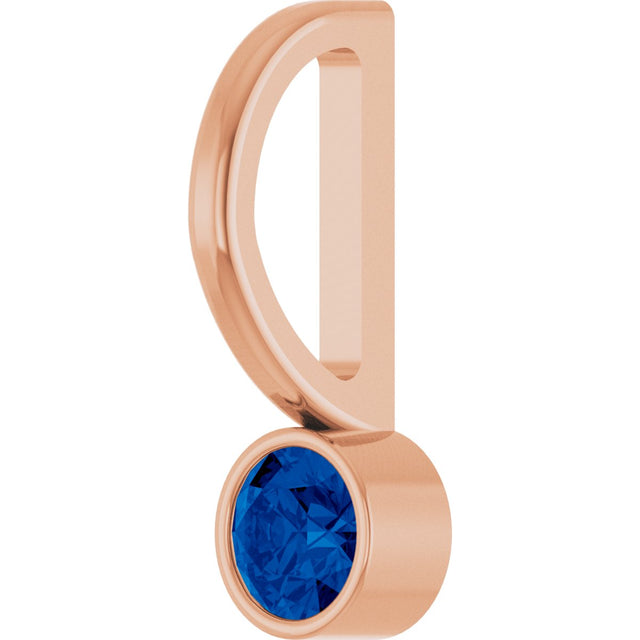 14K Gold Round Lab-Grown Blue Sapphire Bezel-Set Solitaire Pendant - Rose Gold - view 5