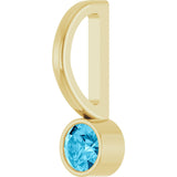 14K Gold Round Natural Aquamarine Bezel-Set Solitaire Pendant - Yellow Gold - view 5