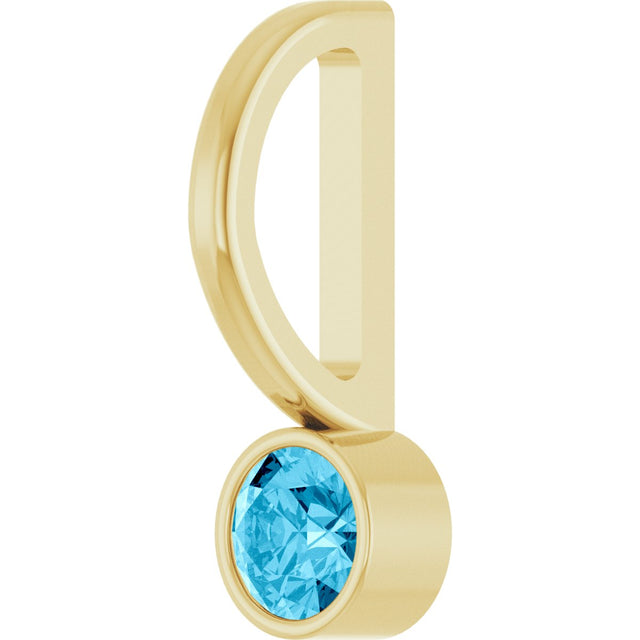 14K Gold Round Natural Aquamarine Bezel-Set Solitaire Pendant - Yellow Gold - view 5