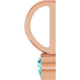 14K Gold Round Natural Aquamarine Bezel-Set Solitaire Pendant - Rose Gold - view 6
