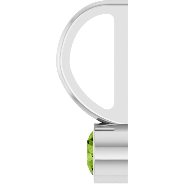 Platinum Round Natural Peridot Bezel-Set Solitaire Pendant - view 6