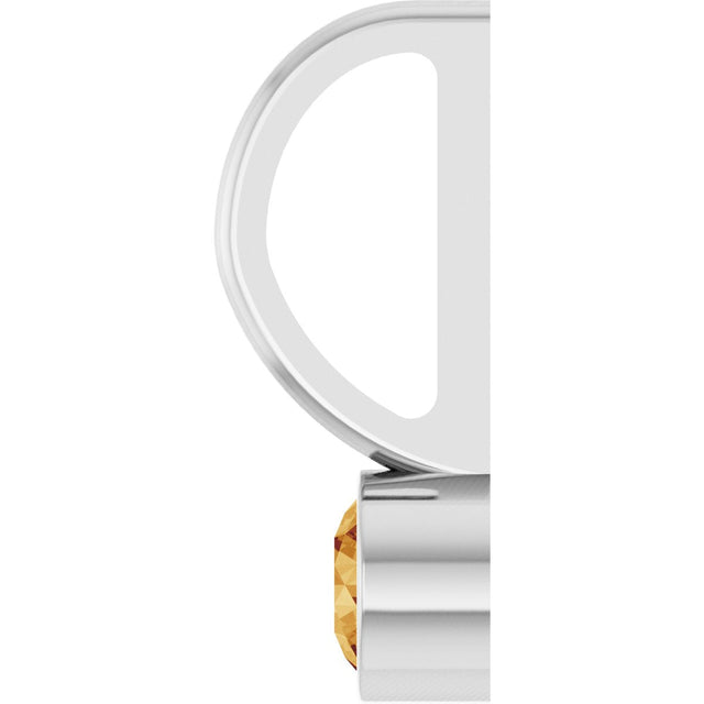 14K Gold Round Natural Citrine Bezel-Set Solitaire Pendant - White Gold - view 6
