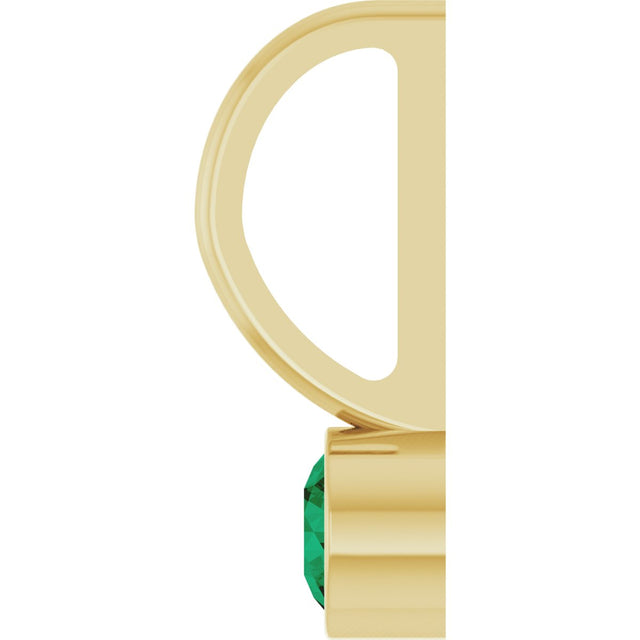 14K Gold Round Natural Emerald Bezel-Set Solitaire Pendant - Yellow Gold - view 6