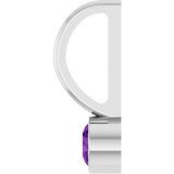 Platinum Round Natural Amethyst Bezel-Set Solitaire Pendant - view 6