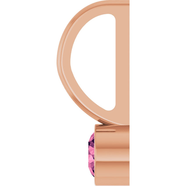 14K Gold Round Natural Pink Tourmaline Bezel-Set Solitaire Pendant - Rose Gold - view 6