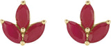 14K Gold Natural Ruby Marquise 2-Prong Cluster Earrings - Yellow Gold - view 2