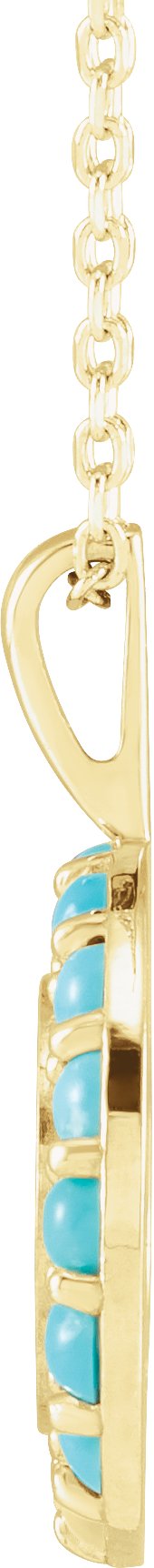 14K Gold Round Natural Turquoise Engravable Halo-Style Necklace or Pendant - Yellow Gold - view 2