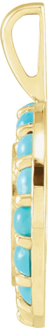 14K Gold Round Natural Turquoise Engravable Halo-Style Necklace or Pendant - Yellow Gold - view 2