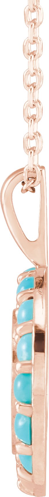 14K Gold Round Natural Turquoise Engravable Halo-Style Necklace or Pendant - Rose Gold - view 2