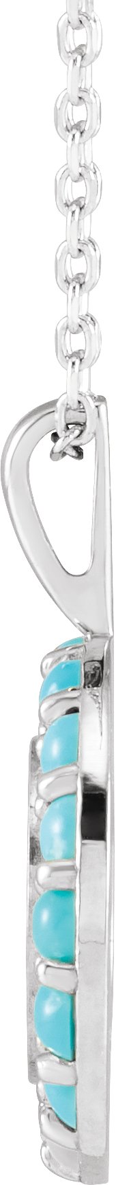 Platinum Round Natural Turquoise Engravable Halo-Style Necklace or Pendant - view 2
