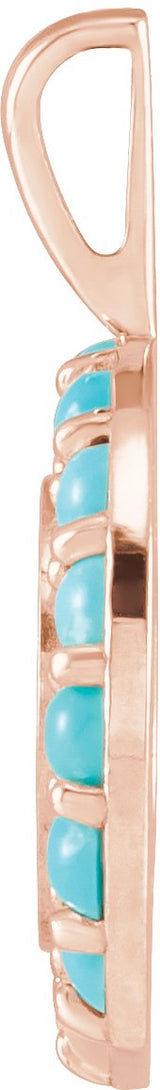 14K Gold Round Natural Turquoise Engravable Halo-Style Necklace or Pendant - Rose Gold - view 2