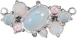 14K Gold Oval Natural Rainbow Moonstone Cabochon Scattered Necklace - White Gold