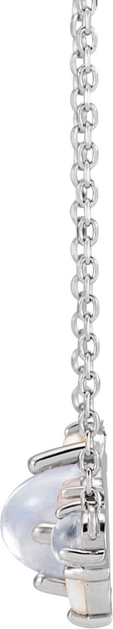 Platinum Oval Natural Rainbow Moonstone Cabochon Scattered Necklace - view 2
