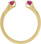 14K Gold Round Natural Ruby Negative Space Ring – 3mm Stones - Yellow Gold - view 2
