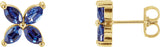 14K Gold Marquise Lab-Grown Blue Sapphire Cluster Earrings - Yellow Gold