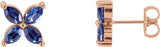 14K Gold Marquise Lab-Grown Blue Sapphire Cluster Earrings - Rose Gold