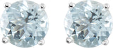 Platinum Natural Aquamarine Round 4-Prong Lightweight Stud Earrings – 6mm Stones - view 20