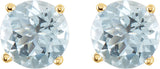 14K Gold Natural Aquamarine Round 4-Prong Lightweight Stud Earrings – 2.5-6mm Stones - Yellow Gold - view 8