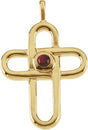 14K Gold Round Natural Ruby Solitaire Cross Pendant IV