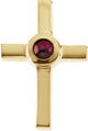 14K Gold Round Natural Ruby Cabochon Cross Pendant