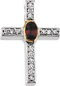 14K Gold Oval Natural Ruby & Natural Diamond Accented Cross Pendant