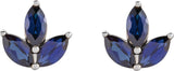 14K Gold Natural Blue Sapphire Marquise 2-Prong Cluster Earrings - White Gold - view 2