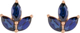 14K Gold Natural Blue Sapphire Marquise 2-Prong Cluster Earrings - Rose Gold - view 2
