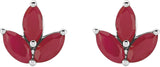 14K Gold Natural Ruby Marquise 2-Prong Cluster Earrings - White Gold - view 2