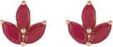 14K Gold Natural Ruby Marquise 2-Prong Cluster Earrings - Rose Gold - view 2