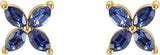 14K Gold Marquise Lab-Grown Blue Sapphire Cluster Earrings - Yellow Gold - view 2