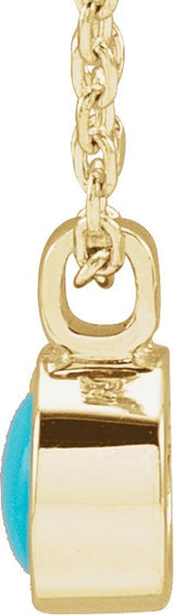 14K Gold Round Natural Turquoise Bezel-Set Necklace or Pendant - Yellow Gold - view 2