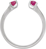 14K Gold Round Natural Ruby Negative Space Ring – 3mm Stones - White Gold - view 2