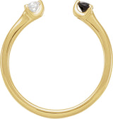 14K Gold Round Natural Black Onyx & Natural Diamond Negative Space Ring - Yellow Gold - view 2