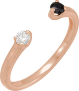 14K Gold Round Natural Black Onyx & Natural Diamond Negative Space Ring - Rose Gold