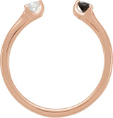 14K Gold Round Natural Black Onyx & Natural Diamond Negative Space Ring - Rose Gold - view 2