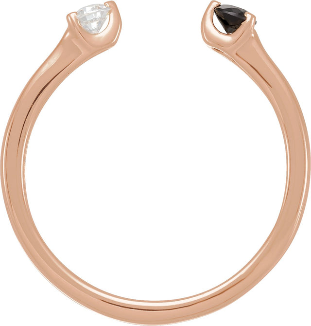 14K Gold Round Natural Black Onyx & Natural Diamond Negative Space Ring - Rose Gold - view 2