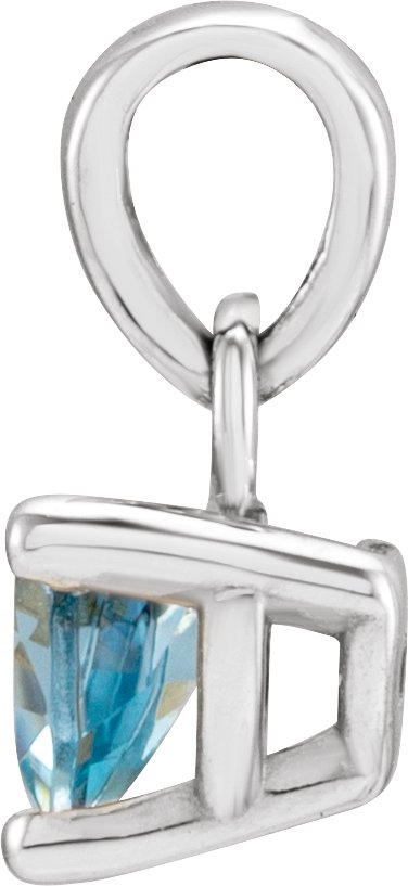 Platinum Natural Aquamarine Trillion 3-Prong Solitaire Pendant - view 2