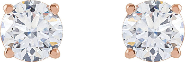 14K Gold Lab-Grown Diamond Round 4-Prong Lightweight Stud Earrings – up to 1 1/4 CTW - Rose Gold - view 8