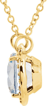 14K Gold Oval White Diamond Halo-Style Necklace - Yellow Gold - view 4
