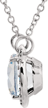 14K Gold Oval White Diamond Halo-Style Necklace - White Gold - view 4