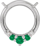 Platinum Round Natural Emerald & Natural Diamond Circle Necklace