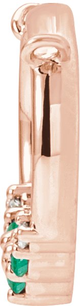 14K Gold Round Natural Emerald & Natural Diamond Circle Necklace - Rose Gold - view 2