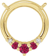 14K Gold Round Natural Ruby & Natural Diamond Circle Necklace - Yellow Gold