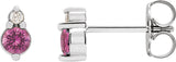 Platinum Round Natural Pink Sapphire & Natural Diamond Accented Earrings