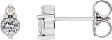 Platinum Round Natural White Sapphire & Natural Diamond Accented Earrings II