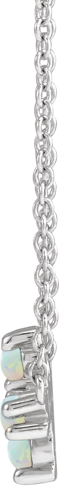 Platinum Round Natural White Opal Sideways Cross Necklace - view 4