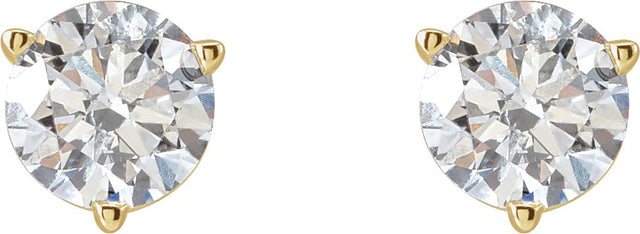 14K Gold Lab-Grown Diamond Round 3-Prong Stud Earrings – 1/2 CTW - Yellow Gold - view 6